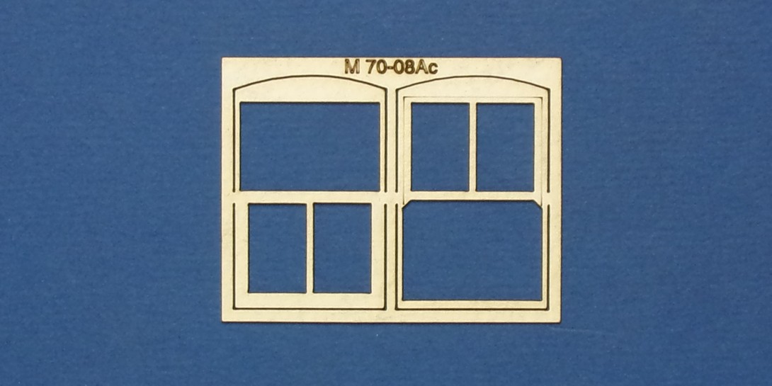 M 70-08Ac O gauge residential window with sash type 2 - arched header Residential style window with sash type 2 modified to fit an arched header style window.